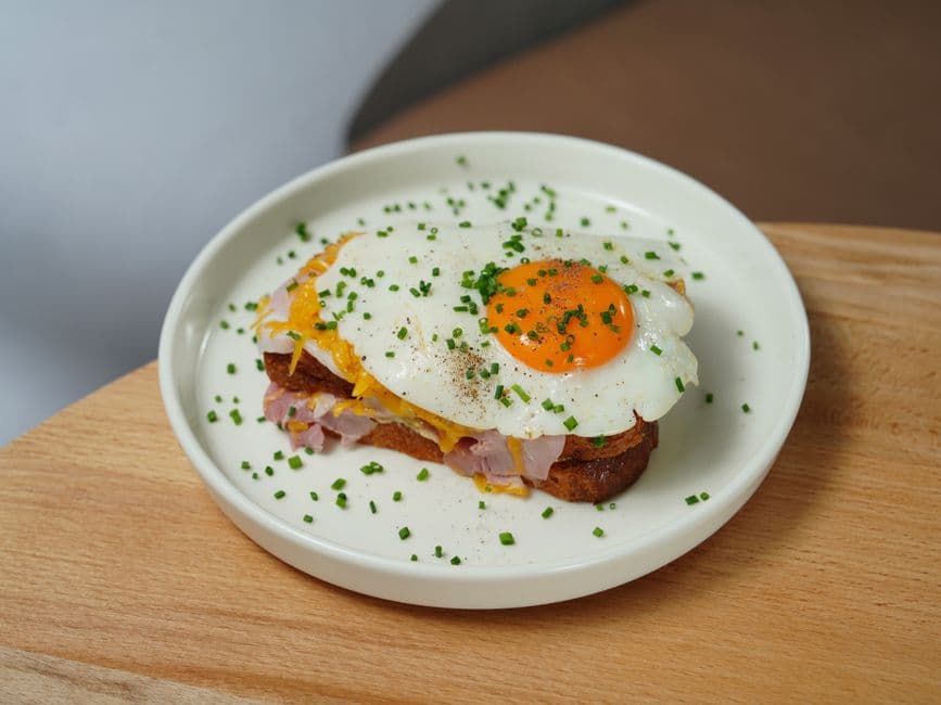 Croque Madame (French Ham, Cheese & Béchamel Toast with Fried Egg)
