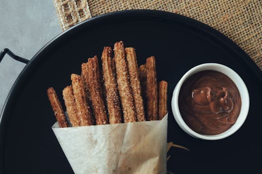 Crispy Churros with Chocolate Dipping Sauce
