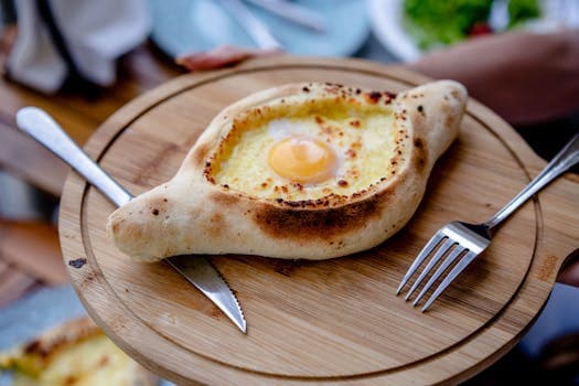 Khachapuri Adjarian (Georgian Cheese Bread Boat)