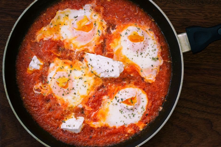 Tunisian Shakshuka (Eggs Poached in Spicy Pepper and Tomato Sauce)