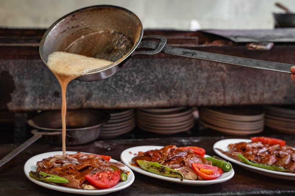 İskender Kebap (Turkish Lamb on Bread with Tomato Butter)
